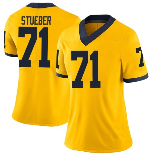 Andrew Stueber Michigan Wolverines Women's NCAA #71 Maize Limited Brand Jordan College Stitched Football Jersey NBY0554WL